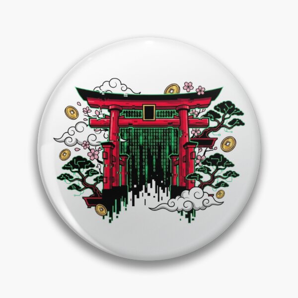 Item preview, Digital glitch effect Torii gate Japanese landscape vector design designed and sold by Tong4130.