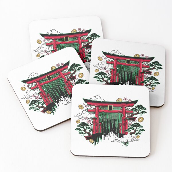 Item preview, Digital glitch effect Torii gate Japanese landscape vector design designed and sold by Tong4130.