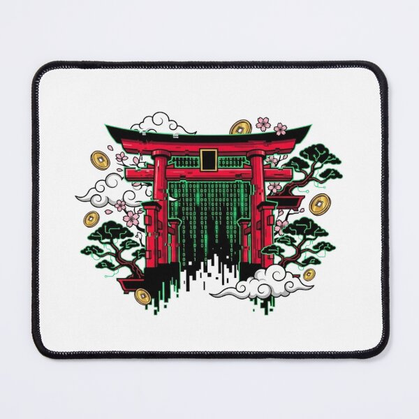 Item preview, Digital glitch effect Torii gate Japanese landscape vector design designed and sold by Tong4130.