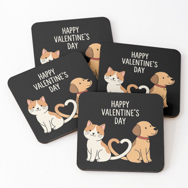 Item preview, Cute Cat and Dog Tails Heart Shape Valentine Cartoon designed and sold by zzz888.