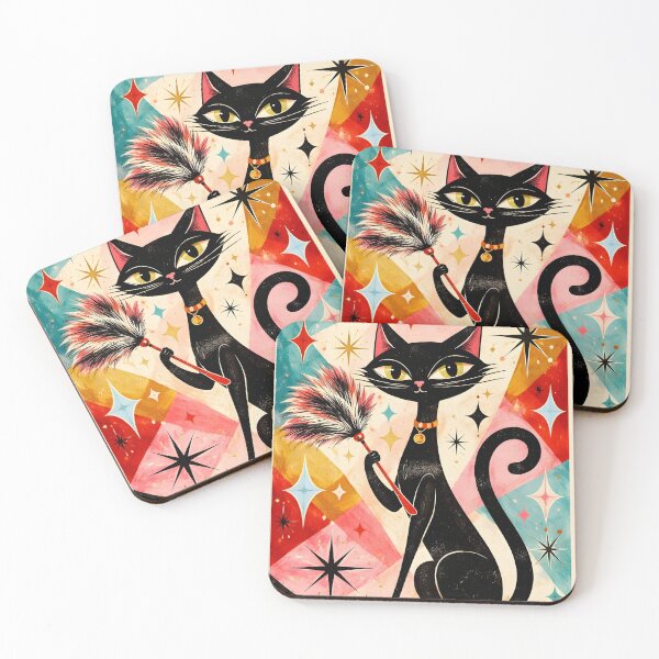 Item preview, Mid Century Modern Cat Cleaning designed and sold by VFWChuck.