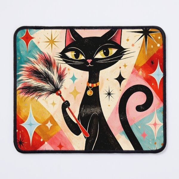 Item preview, Mid Century Modern Cat Cleaning designed and sold by VFWChuck.