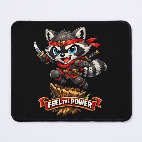 Item preview, Raccoon Warrior – “Feel the Power” | Cute Ninja Animal Design for T-Shirts & Gifts designed and sold by ArtStile.
