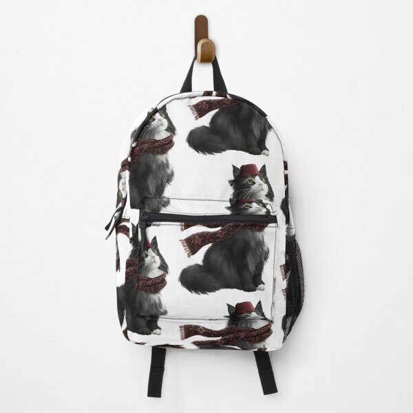 Item preview, Fluffy Black and White Cat Wearing Traditional Fez Hat and persian Scarf designed and sold by designwiss.