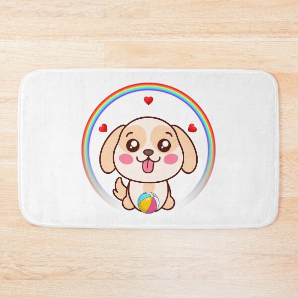 Item preview, Playful Dog with Beach Ball - Cute Cartoon Dog in Rainbow with Hearts designed and sold by Love3Happy.