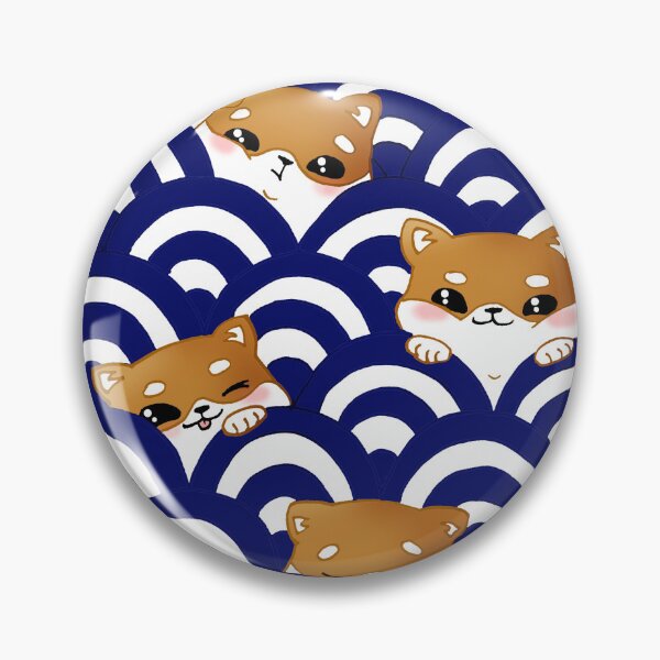 Item preview, Shiba Inu Dogs in Japanese Waves - Cute Dogs in a Japanese pattern designed and sold by Japonismo.