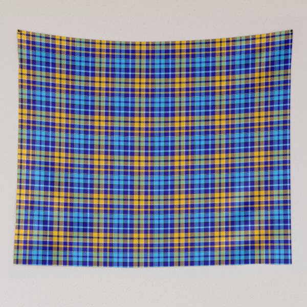 Item preview, Yellow and Blue Tartan Plaid On Blue Background  designed and sold by PatternTitan.