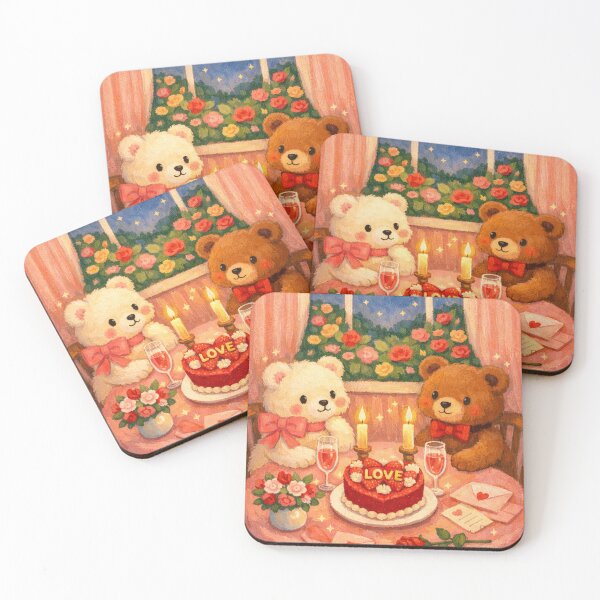 Item preview, Valentine’s Day two bears romantic dinner  designed and sold by MariaPencilArt.