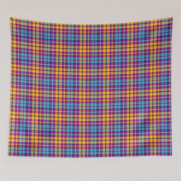 Item preview, Yellow and Blue Tartan Plaid On Purple Background  designed and sold by PatternTitan.