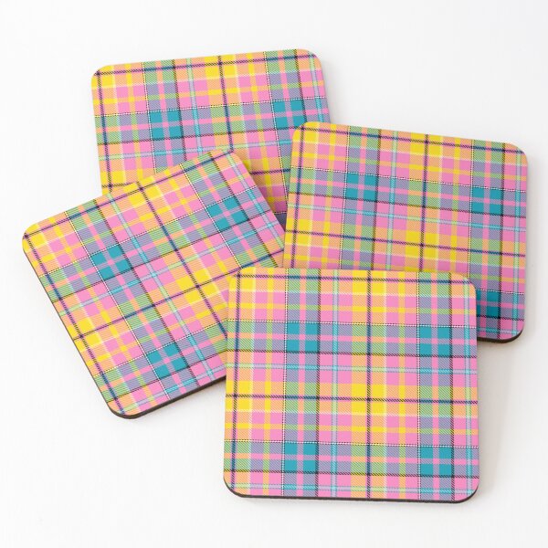 Item preview, Yellow and Blue Tartan Plaid On Pink Background  designed and sold by PatternTitan.