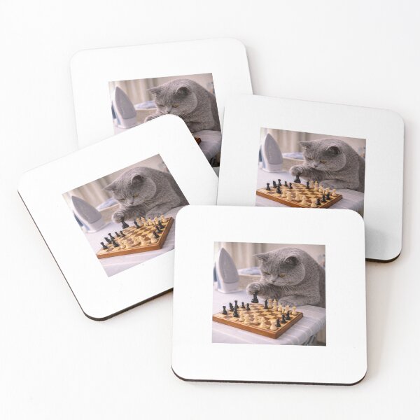 Item preview, British Shorthair Cat Playing Chess on Ironing Board designed and sold by LovelyCatGalaxy.