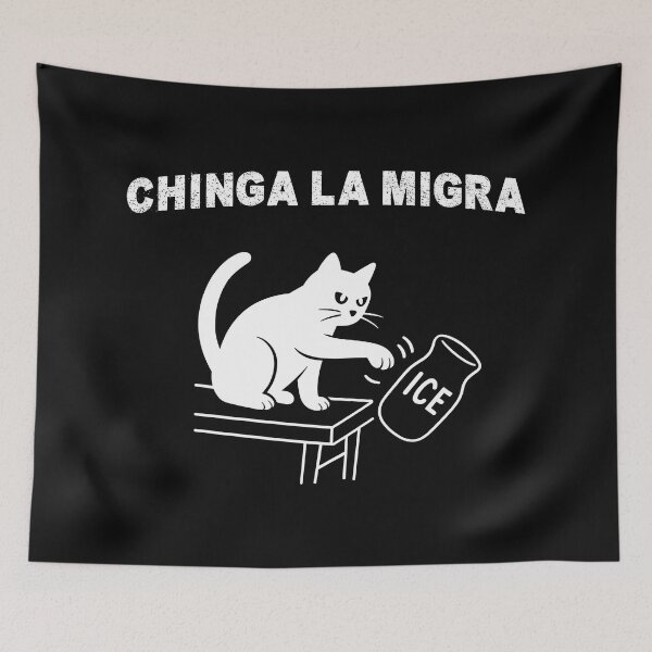 Item preview, Pro Immigrant Cat Activism T-Shirt – Chinga La Migra Political Graphic Tee designed and sold by maitivi.