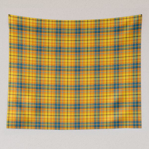 Item preview, Yellow and Blue Tartan Plaid On Orange Background  designed and sold by PatternTitan.