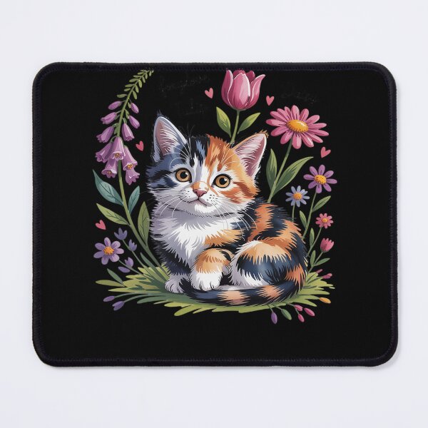 Item preview, foxglove daisy tulip Cat Stunning in Wildflowers Girl designed and sold by Libbysharts.
