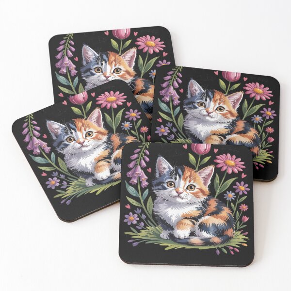 Item preview, foxglove daisy tulip Cat Stunning in Wildflowers Girl designed and sold by Libbysharts.