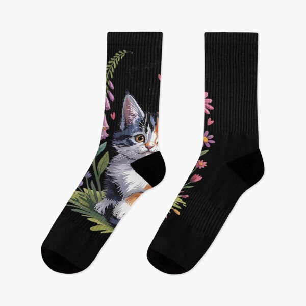 Item preview, foxglove daisy tulip Cat Stunning in Wildflowers Girl designed and sold by Libbysharts.