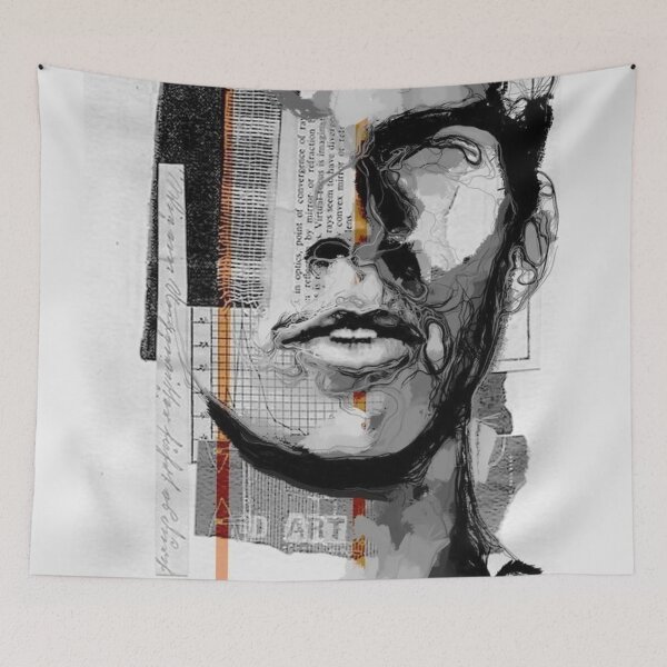 Item preview, Fragmented Identity | Abstract Black & White Portrait | Contemporary Mixed Media Art designed and sold by Grind107.