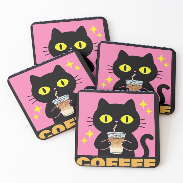 Item preview, Meowchiato | Cute Black Cat Drinking Iced Coffee Pun designed and sold by AdyKurniawan.