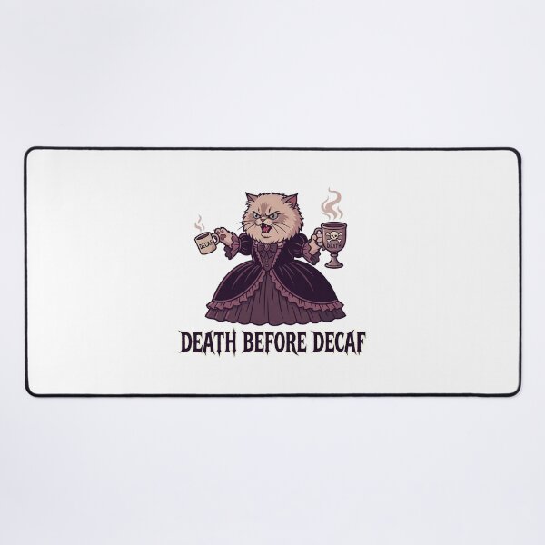 Item preview, Death Before Decaf - Funny Gothic Victorian Cat designed and sold by Rengwear.