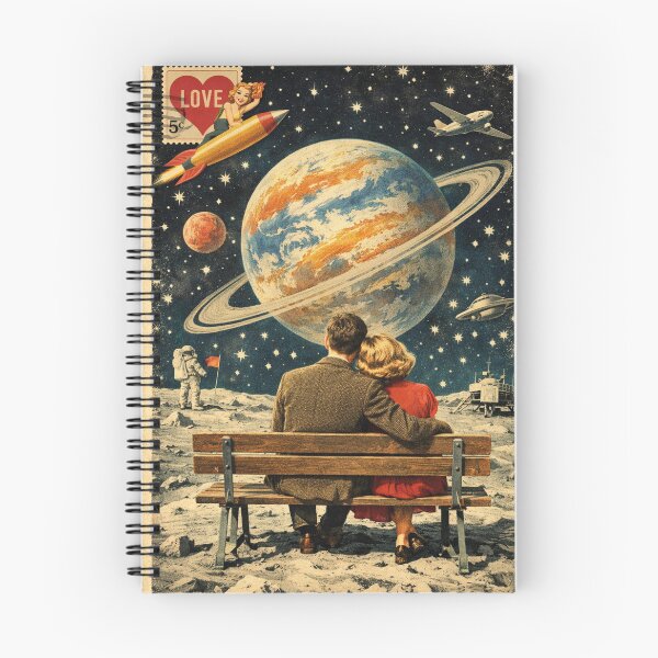 Item preview, Vintage couple in love on the moon with a view of Saturn designed and sold by Mauswohn.