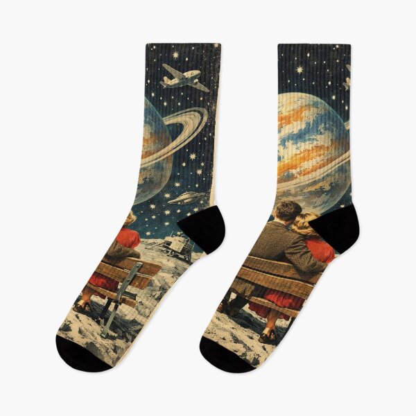 Item preview, Vintage couple in love on the moon with a view of Saturn designed and sold by Mauswohn.