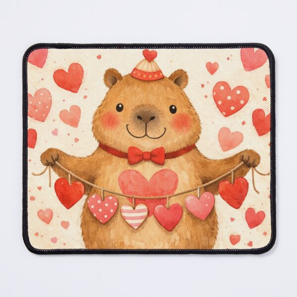Item preview, Valentine’s Day cute capybara with hearts designed and sold by MariaPencilArt.