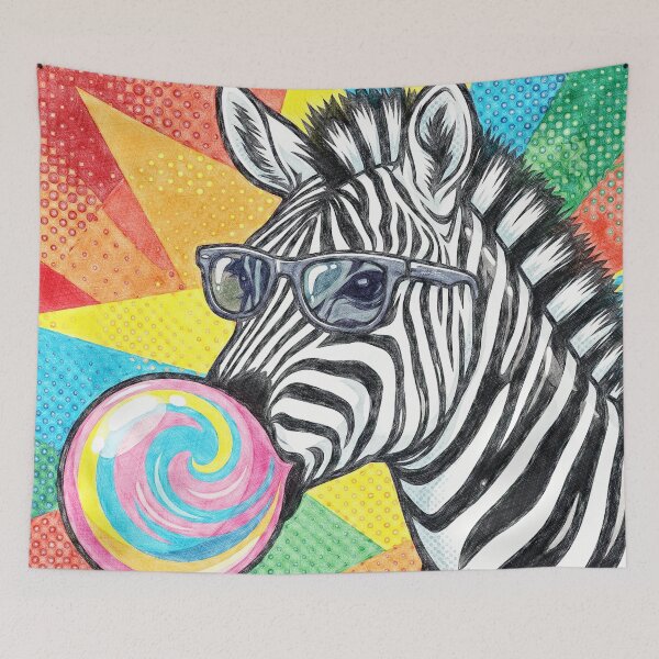 Item preview, Cool Pop Art Zebra Blowing Bubblegum designed and sold by Hen-C-Art.