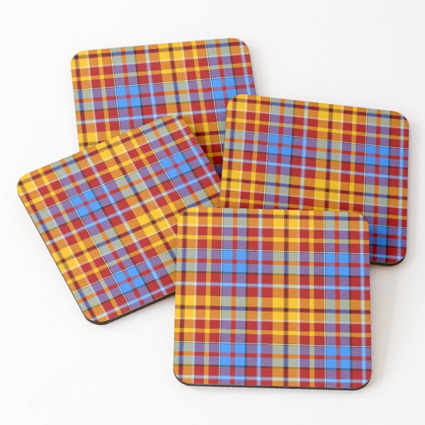 Item preview, Yellow and Blue Tartan Plaid On Red Background  designed and sold by PatternTitan.