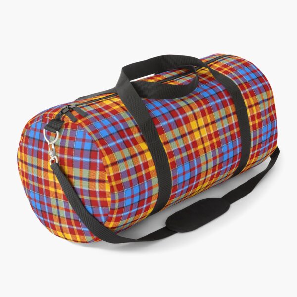 Item preview, Yellow and Blue Tartan Plaid On Red Background  designed and sold by PatternTitan.