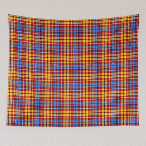 Item preview, Yellow and Blue Tartan Plaid On Red Background  designed and sold by PatternTitan.