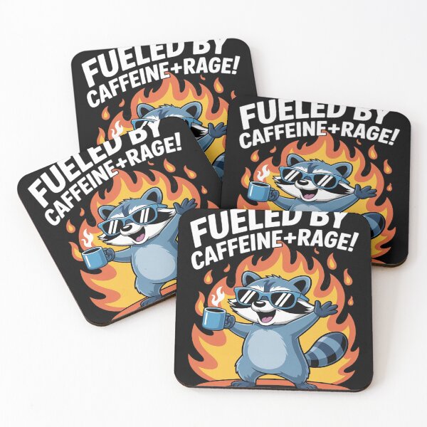 Item preview, Fueled by Caffeine and Rage Raccoon Funny Angry Coffee designed and sold by Libbysharts.