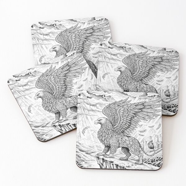Item preview, Majestic Griffin on a Cliff - Intricate Fantasy Art Print designed and sold by Divinedesignbydulce.