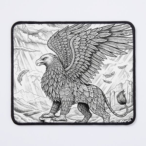 Item preview, Majestic Griffin on a Cliff - Intricate Fantasy Art Print designed and sold by Divinedesignbydulce.
