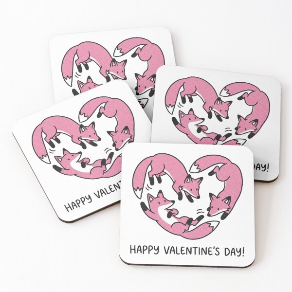 Item preview, Cute Pink Foxes Trio Heart Shape Valentine Illustration designed and sold by zzz888.