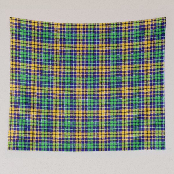 Item preview, Yellow and Green Tartan Plaid On Blue Background  designed and sold by PatternTitan.