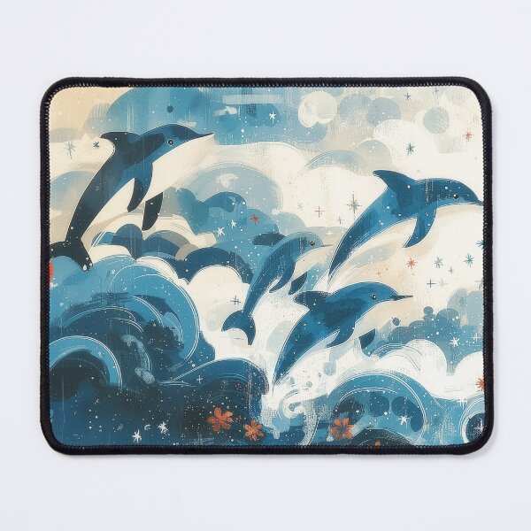 Item preview, Dolphins Dancing Through Dreamy Waves designed and sold by Dusk Atelier.