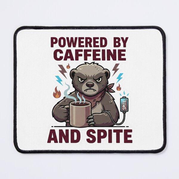 Item preview, Powered By Caffeine And Spite - Funny Angry Honey Badger designed and sold by Rengwear.