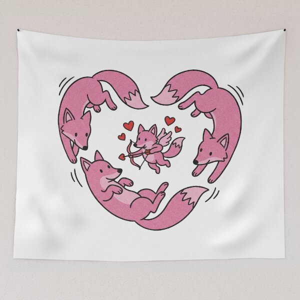 Item preview, Pink Foxes Trio Heart Cupid Arrow Valentine Illustration designed and sold by zzz888.
