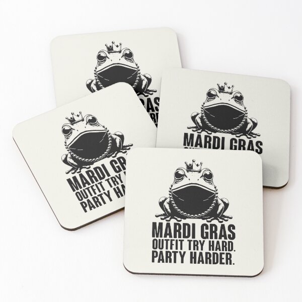 Item preview, Mardi Gras Outfit Try Hard Party Harder Funny Frog King Art designed and sold by SplashTastic.