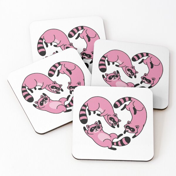 Item preview, Cute Pink Raccoons Trio Heart Shape Tumbling Trash Pandas Art designed and sold by zzz888.