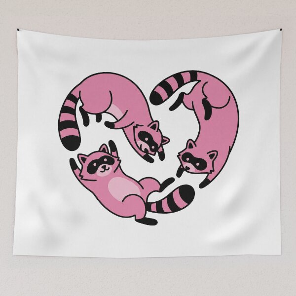 Item preview, Cute Pink Raccoons Trio Heart Shape Tumbling Trash Pandas Art designed and sold by zzz888.
