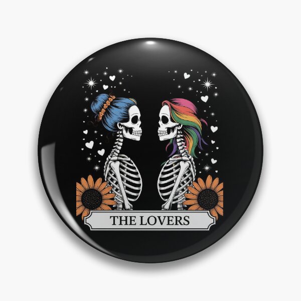 Item preview, Tarot Card The Lovers Rainbow Kissing Lesbian Skeletons designed and sold by angolinnArt.