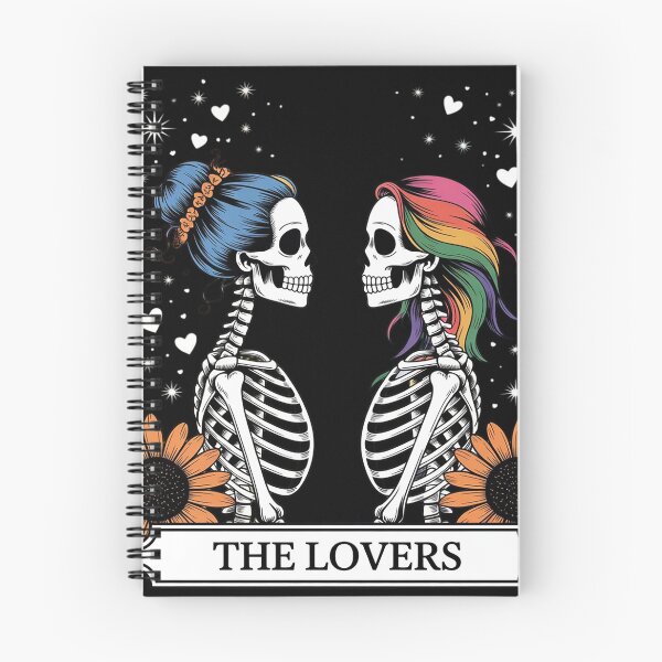 Item preview, Tarot Card The Lovers Rainbow Kissing Lesbian Skeletons designed and sold by angolinnArt.