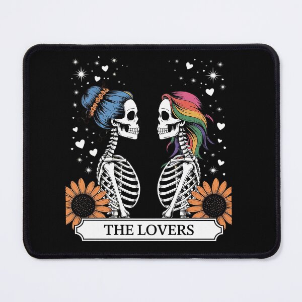 Item preview, Tarot Card The Lovers Rainbow Kissing Lesbian Skeletons designed and sold by angolinnArt.