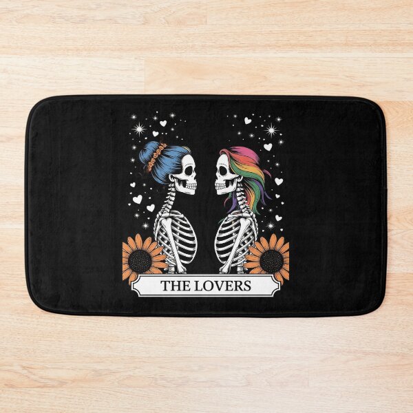 Item preview, Tarot Card The Lovers Rainbow Kissing Lesbian Skeletons designed and sold by angolinnArt.