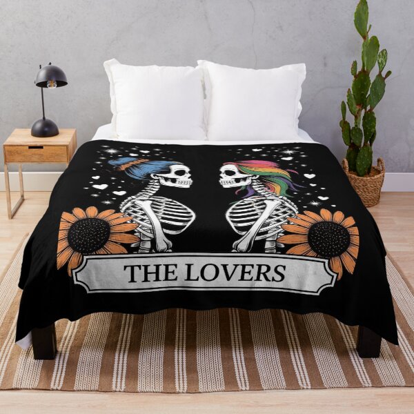 Item preview, Tarot Card The Lovers Rainbow Kissing Lesbian Skeletons designed and sold by angolinnArt.