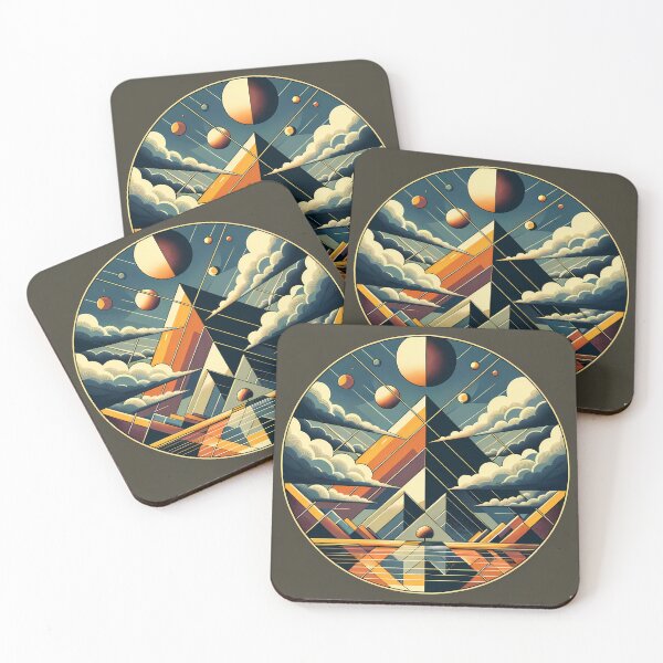 Item preview, Retro Geometric Mountain Sky with Moons and Clouds designed and sold by InkSmithery.