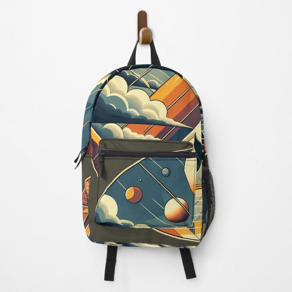 Item preview, Retro Geometric Mountain Sky with Moons and Clouds designed and sold by InkSmithery.
