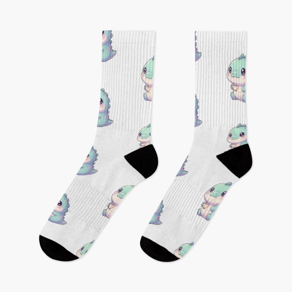 Item preview, Cute Teal Kawaii Dinosaur Drinking Tea in a Star Pattern Cup and Adorable Pastel Chibi Dino Sticker Art for Tea Lovers designed and sold by bvdesignart.