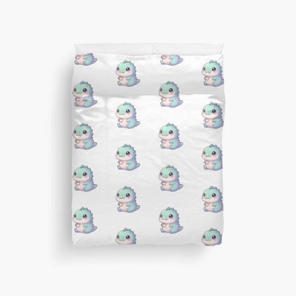 Item preview, Cute Teal Kawaii Dinosaur Drinking Tea in a Star Pattern Cup and Adorable Pastel Chibi Dino Sticker Art for Tea Lovers designed and sold by bvdesignart.